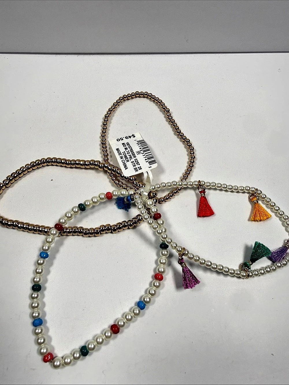 Multicolor Beaded Tassel Necklace Set NWT